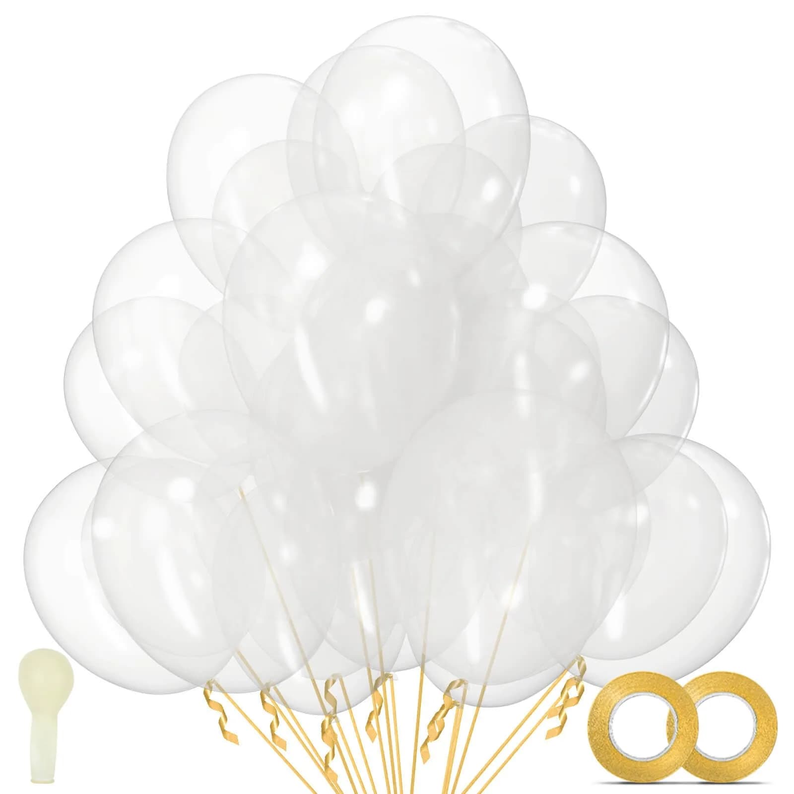 KUULBELA Clear Latex Balloons 12 inch (30.48 cm) | 110 Count Value Pack for Parties — A37-clear