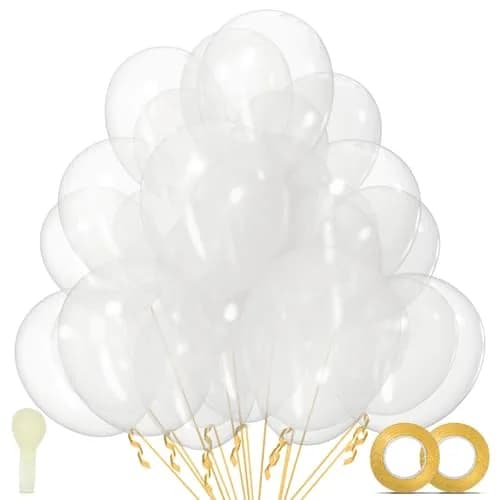 KUULBELA Clear Latex Balloons 12 inch (30.48 cm) | 110 Count Value Pack for Parties thumbnail 1