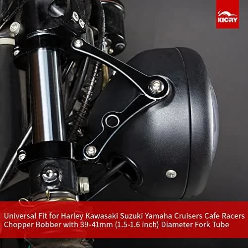 KICRY Black Motorcycle Mount Bracket 39-41mm | CNC Aluminum Headlamp Support thumbnail 2