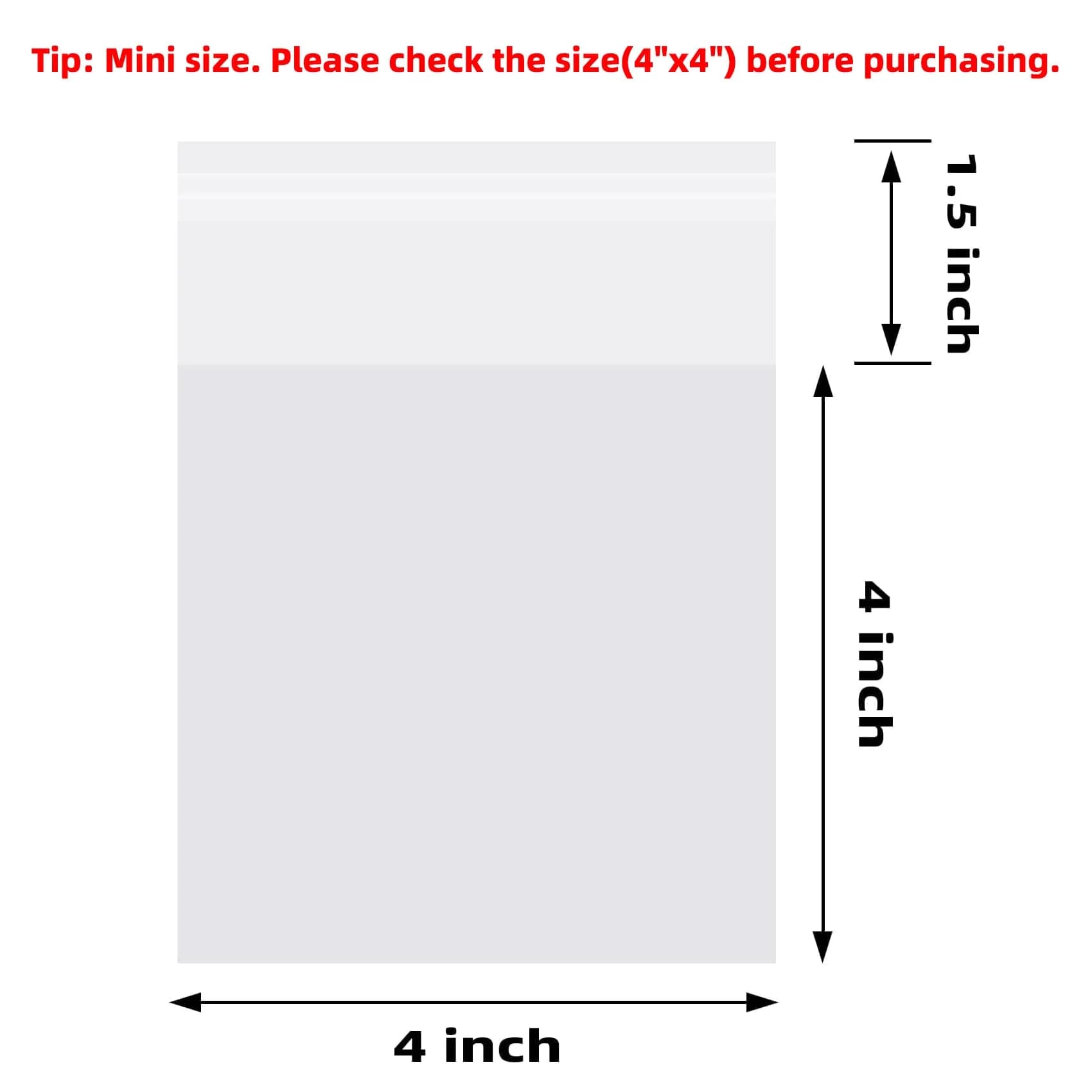 Morepack Clear Cellophane Treat Bags - 4x4 Inches, 200 Pcs | USA Imported Adhesive Seal Packaging - view 2