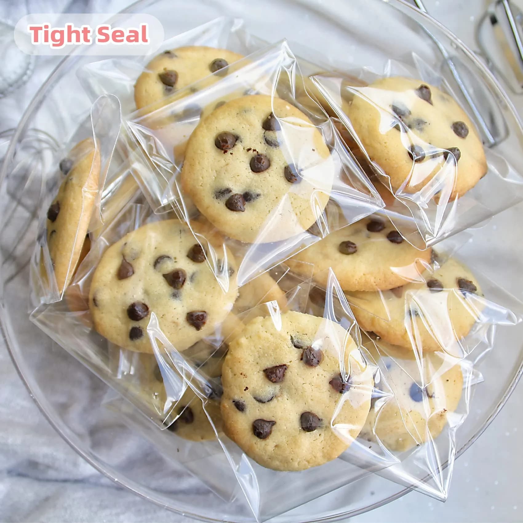 Morepack Clear Cellophane Treat Bags - 4x4 Inches, 200 Pcs | USA Imported Adhesive Seal Packaging - view 4