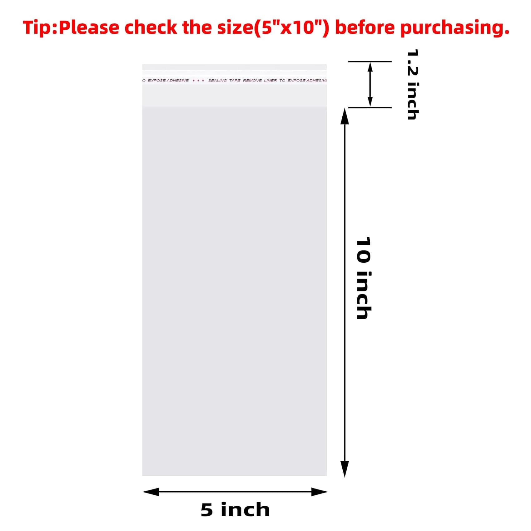 Morepack 5"x10" Clear Resealable Cellophane Bags (200 Pcs) | USA Import for Bakery & Crafts - view 2