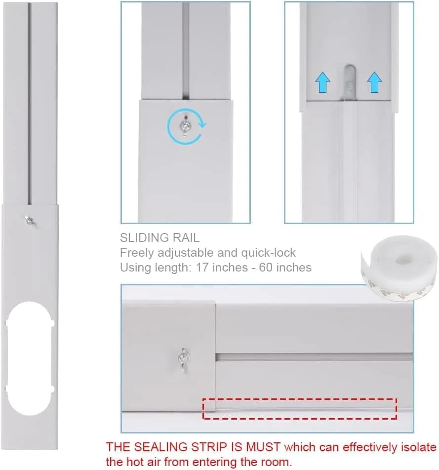UNAOIWN Portable AC Window Vent Kit 5.1" | Adjustable, Durable PVC, Fits Most Portable ACs thumbnail 4