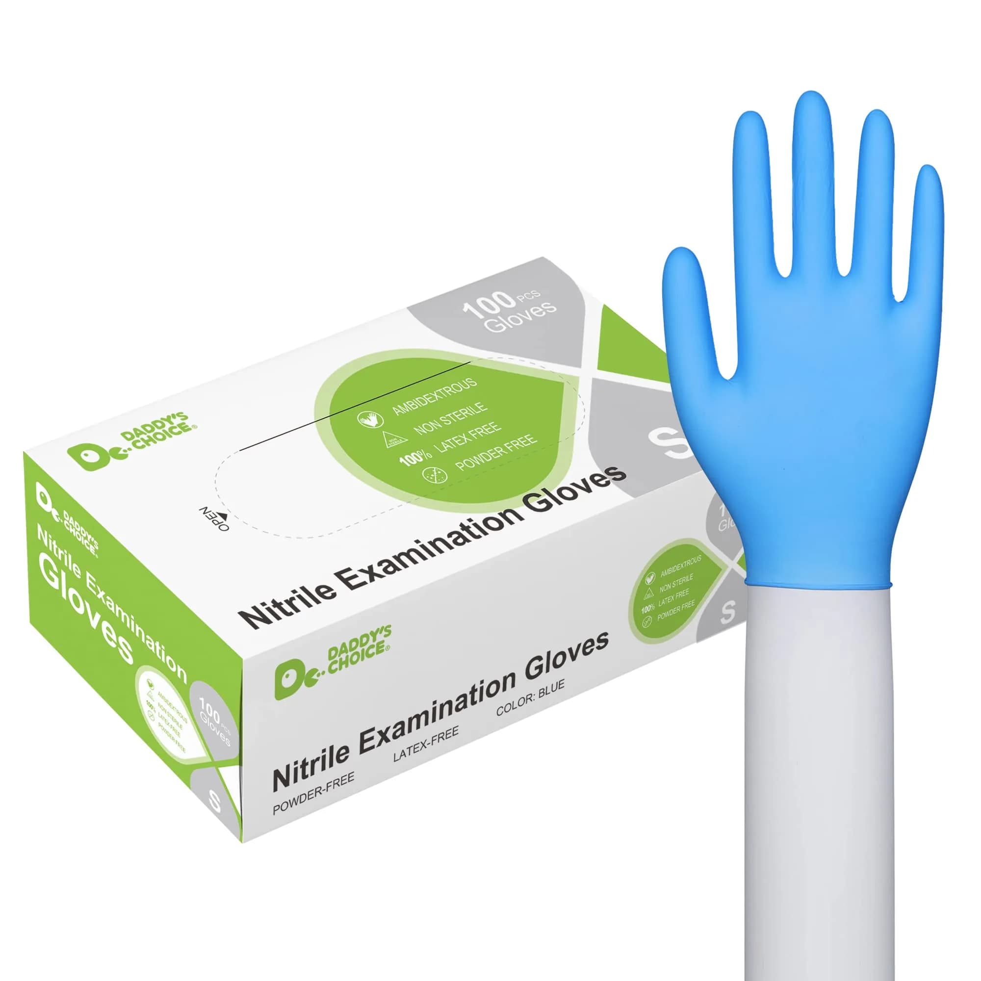 Daddy's Choice Medical Nitrile Examination Gloves Small | Powder Free, Latex Free, Ultra-Strong, Food Safe — Small