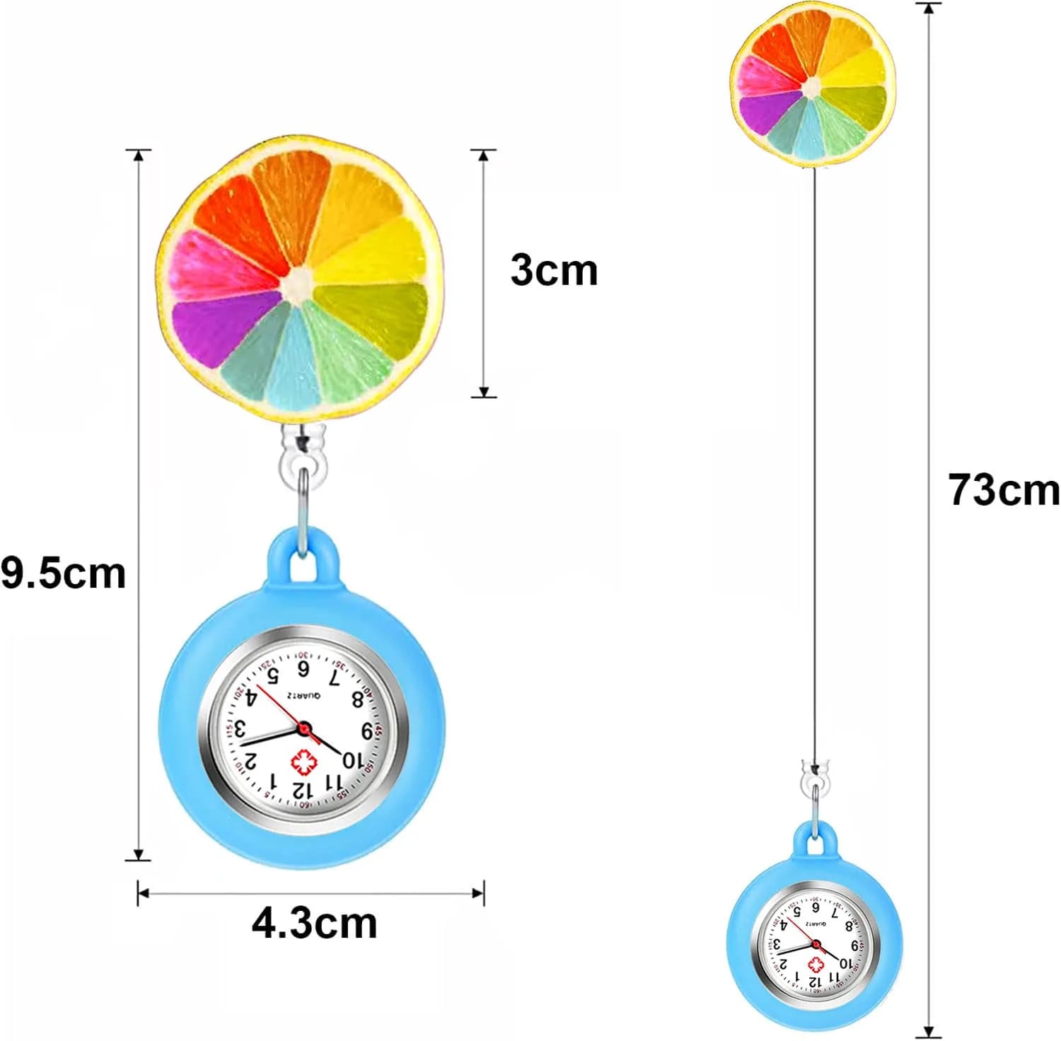 AGEN KGEN Nurse Watch Clip-On Retractable Fob Watch 4cm (1.57in) | Easy-Read Analog Dial with Silicone Sleeve - view 2