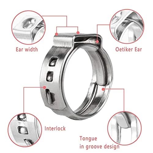 Alfykym 40 Pack 22.4mm-25.6mm Single Ear Hose Clamps | Stainless Steel PEX Cinch Clamps for Secure Plumbing thumbnail 3