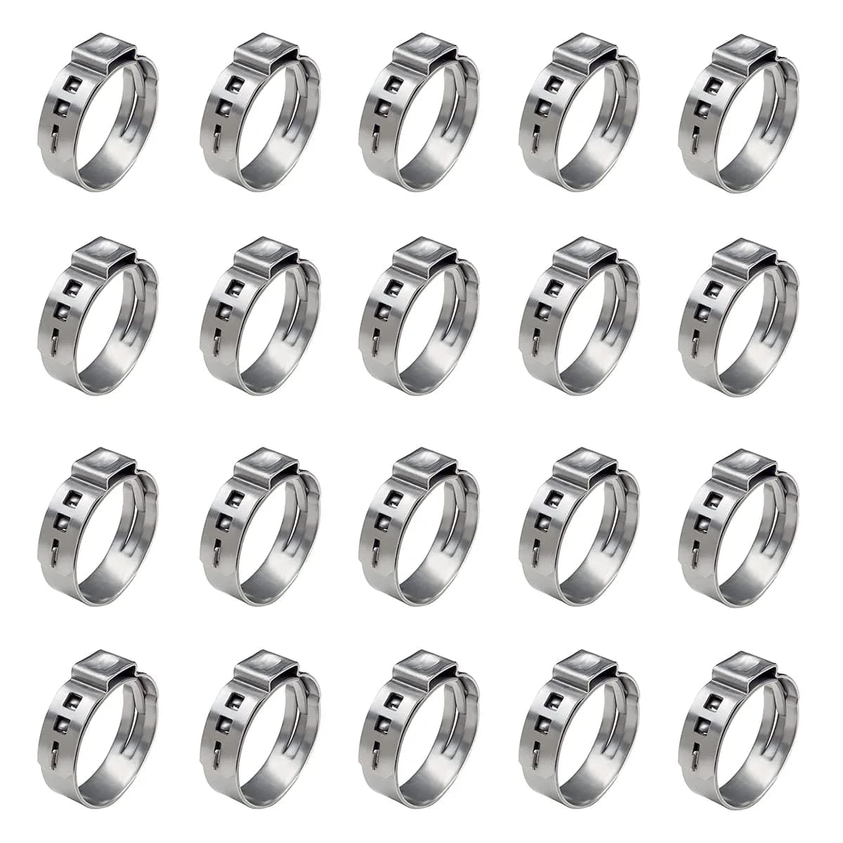 Alfykym 40 Pack 22.4mm-25.6mm Single Ear Hose Clamps | Stainless Steel PEX Cinch Clamps for Secure Plumbing — 20.3mm-23.5mm
