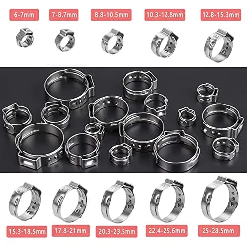Alfykym Single Ear Hose Clamps 20.3mm-23.5mm (0.8-0.92 inch) | 304 Stainless Steel PEX Cinch Clamps thumbnail 5