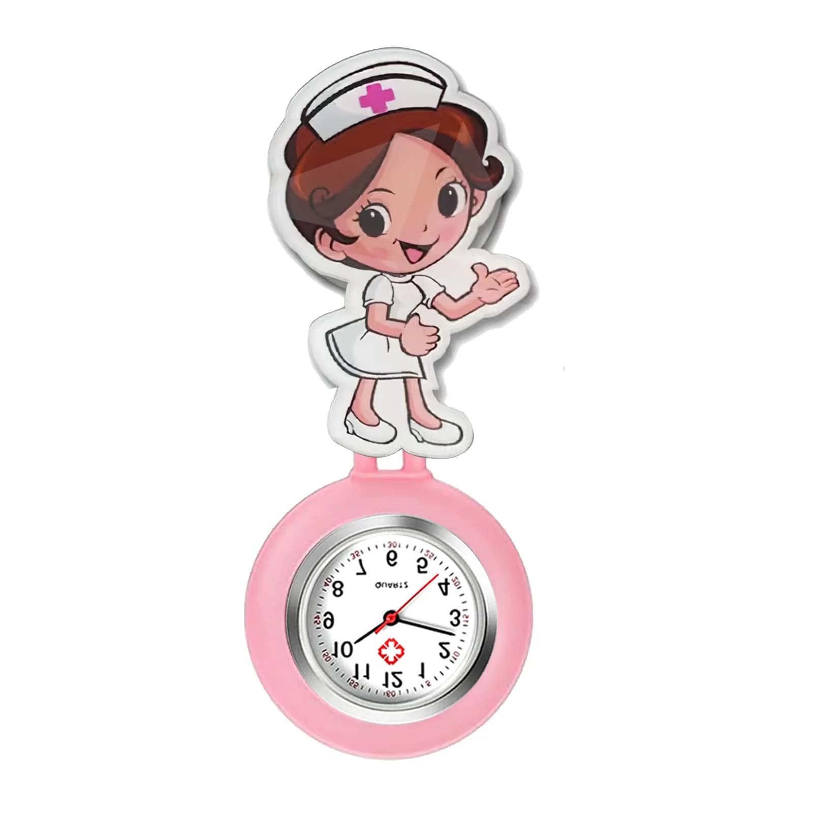AGEN KGEN Nurse Watch Cute Nurse Clip-On Retractable Fob Watch 4cm (1.57in) | Easy-Read Analog Dial - main product image