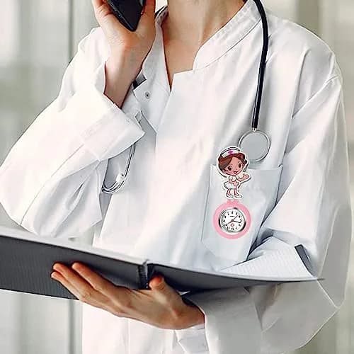 AGEN KGEN Nurse Watch Cute Nurse Clip-On Retractable Fob Watch 4cm (1.57in) | Easy-Read Analog Dial thumbnail 4