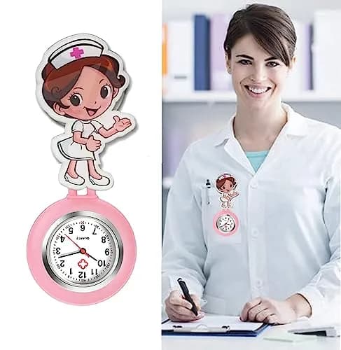 AGEN KGEN Nurse Watch Cute Nurse Clip-On Retractable Fob Watch 4cm (1.57in) | Easy-Read Analog Dial thumbnail 2