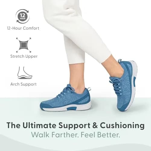 Orthofeet Coral Orthopedic Women Sneakers, Blue, Size 7 Wide | Supportive, Comfortable Fit for Active Women thumbnail 2