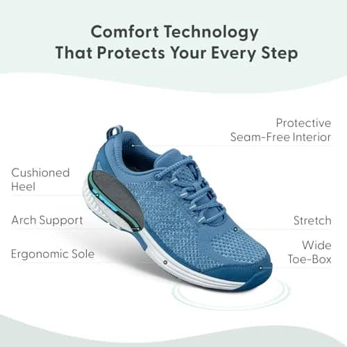 Orthofeet Coral Orthopedic Women Sneakers, Blue, Size 7 Wide | Supportive, Comfortable Fit for Active Women thumbnail 3