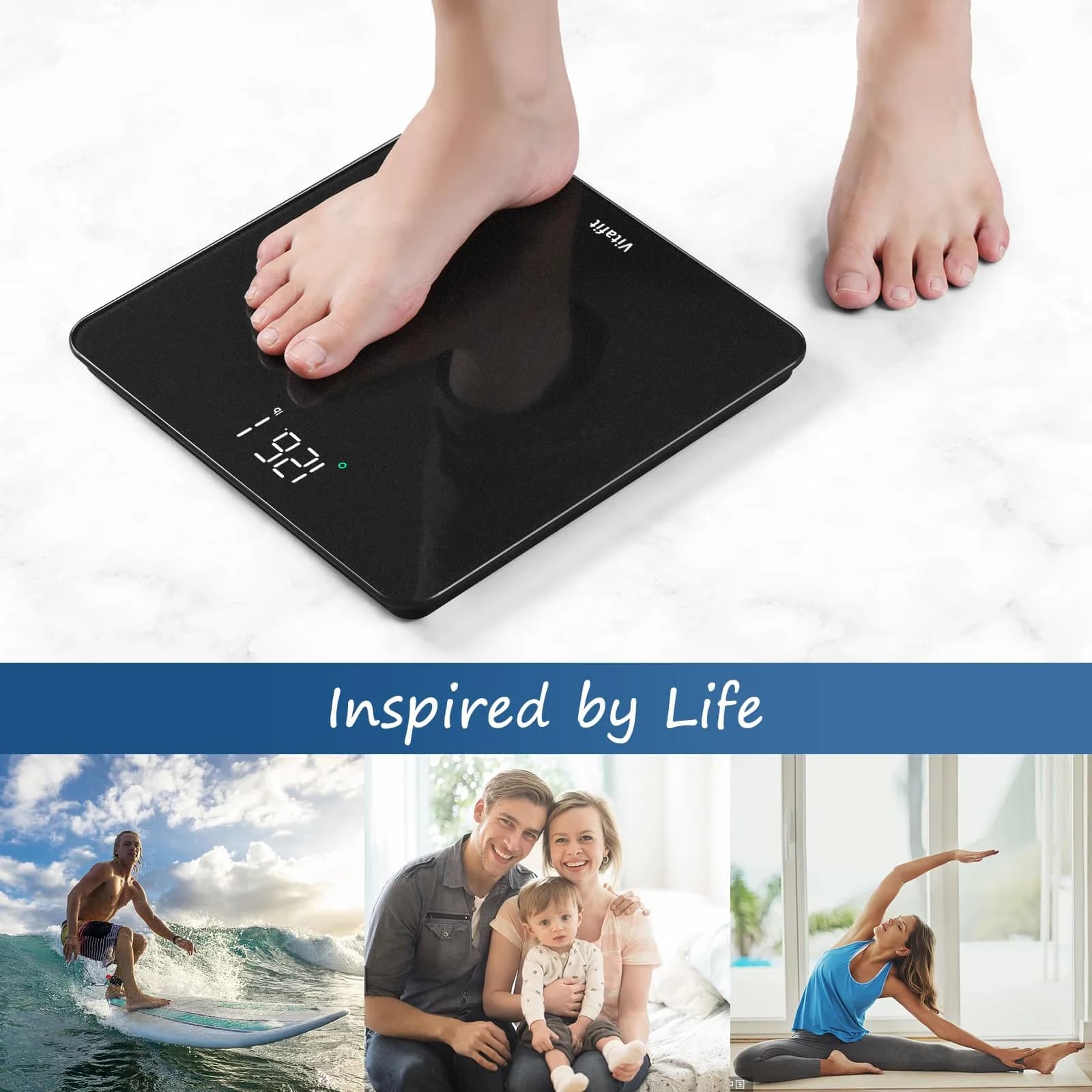 Vitafit Digital Body Weight Scale 182kg (400lb) | High Accuracy 0.1lb, LED Display, Tempered Glass - view 5