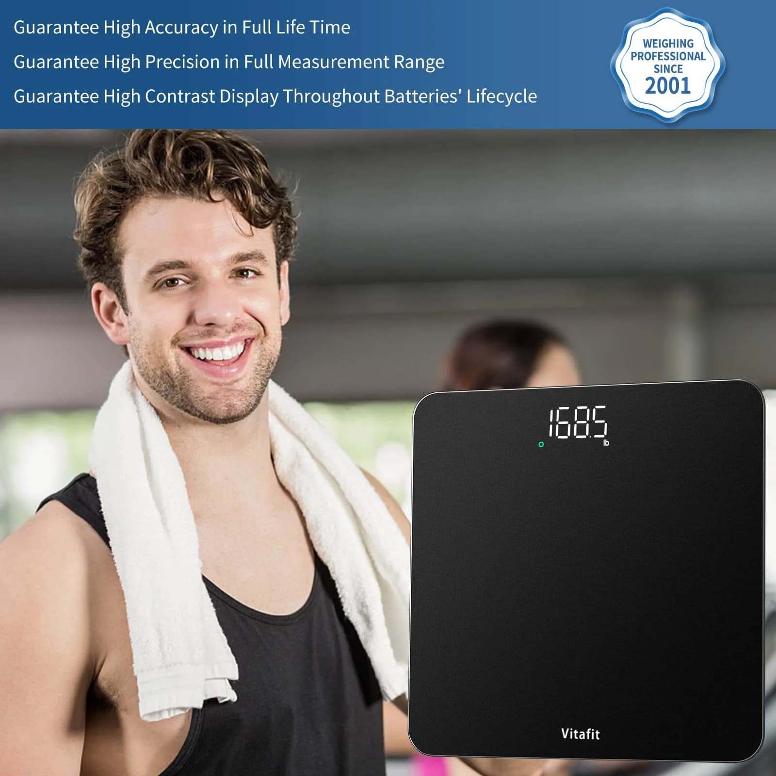 Vitafit Digital Body Weight Scale 182kg (400lb) | High Accuracy 0.1lb, LED Display, Tempered Glass - view 2