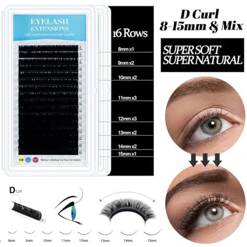 QUKLOGEN Lash Extension Kit for Beginners with Practice Face & Fan | 16-Row Lashes (8-15mm) thumbnail 4