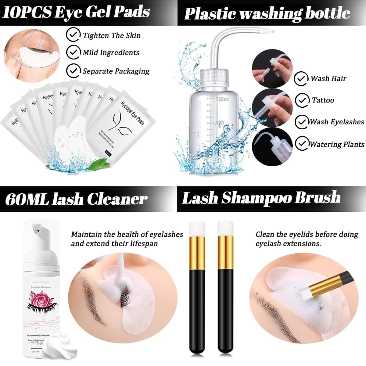 QUKLOGEN Lash Extension Kit for Beginners with Practice Face & Fan | 16-Row Lashes (8-15mm) - view 5