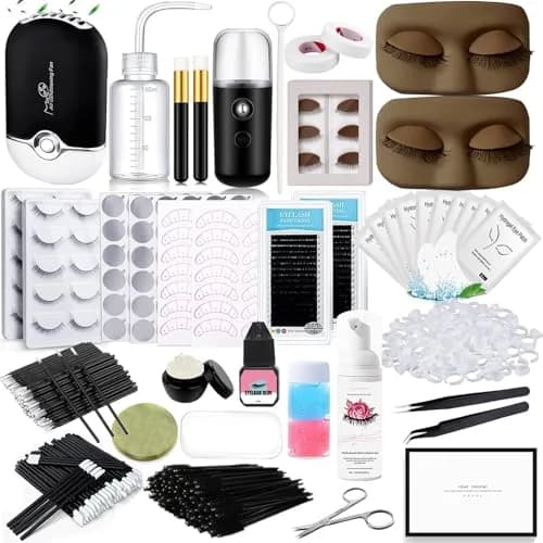 QUKLOGEN Lash Extension Kit for Beginners with Practice Face & Fan | 16-Row Lashes (8-15mm) thumbnail 1