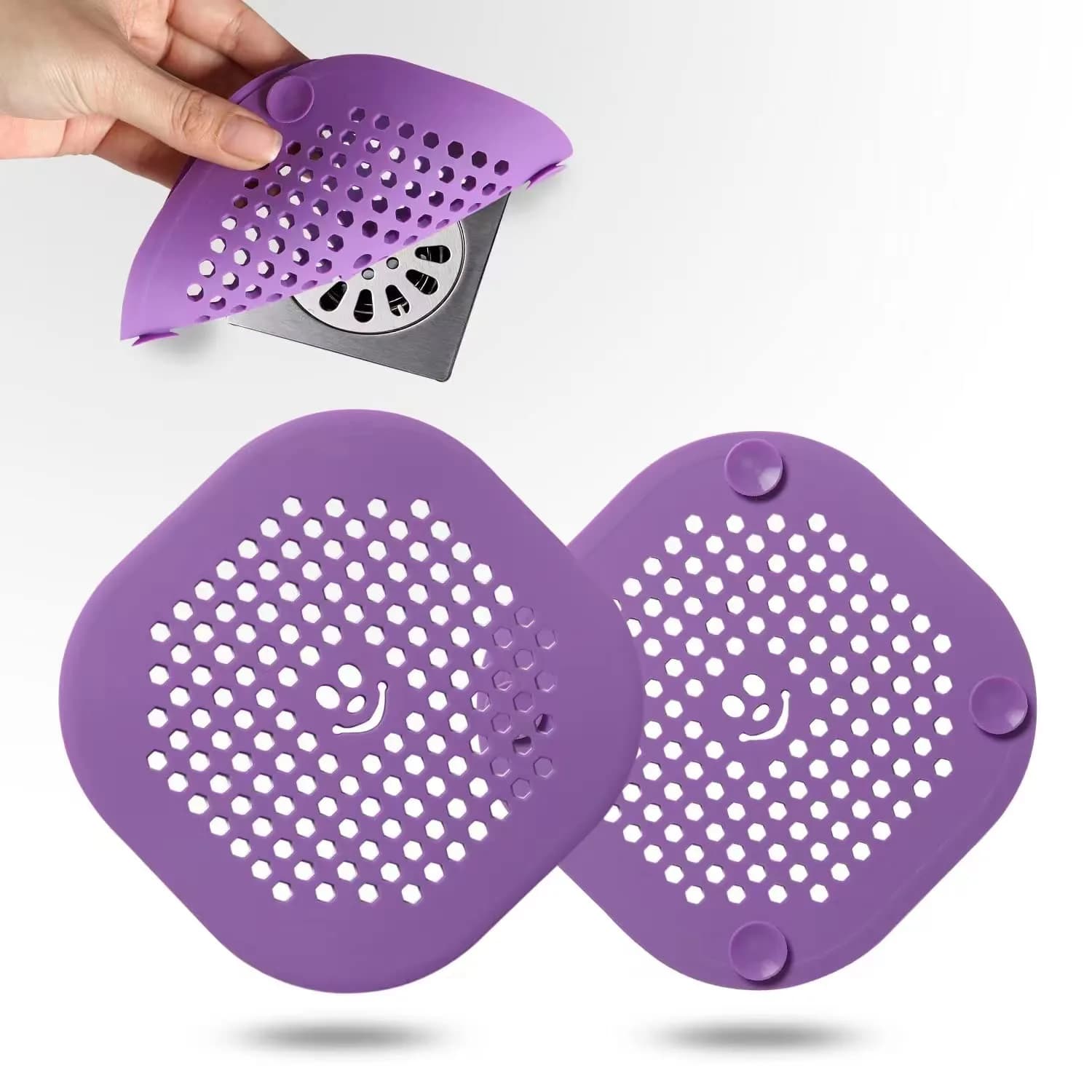 Couidl Drain Hair Catcher Silicone Drain Cover 2 Pack | Deep Purple, Anti-Clogging, Easy Install (70-120 chars)