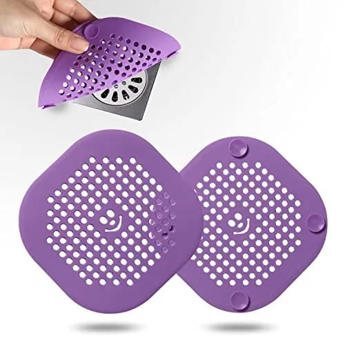 Couidl Drain Hair Catcher Silicone Drain Cover 2 Pack | Deep Purple, Anti-Clogging, Easy Install (70-120 chars) thumbnail 1