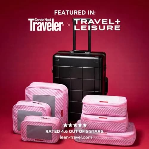 LeanTravel Premium Compression Packing Cubes for Travel - Suitcase Organizer Bags with Double Zipper & Breathable Mesh Panel - Space Saving Carry On Luggage Essentials (6-Pack, Pink Stripes) thumbnail 7