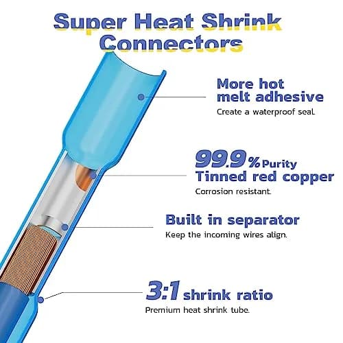 haisstronica 580PCS Heat Shrink Butt Connectors, 22-10 AWG | Waterproof, Copper Core, Polyolefin Tubing thumbnail 4