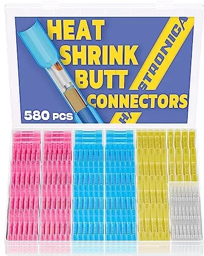 haisstronica 580PCS Heat Shrink Butt Connectors, 22-10 AWG | Waterproof, Copper Core, Polyolefin Tubing thumbnail 1
