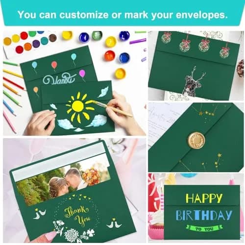 Joyberg Dark Green A4 Envelopes 10.8cm x 16cm (4.25 x 6.25 inches) | 65 Pack Self Seal for Invitations thumbnail 5