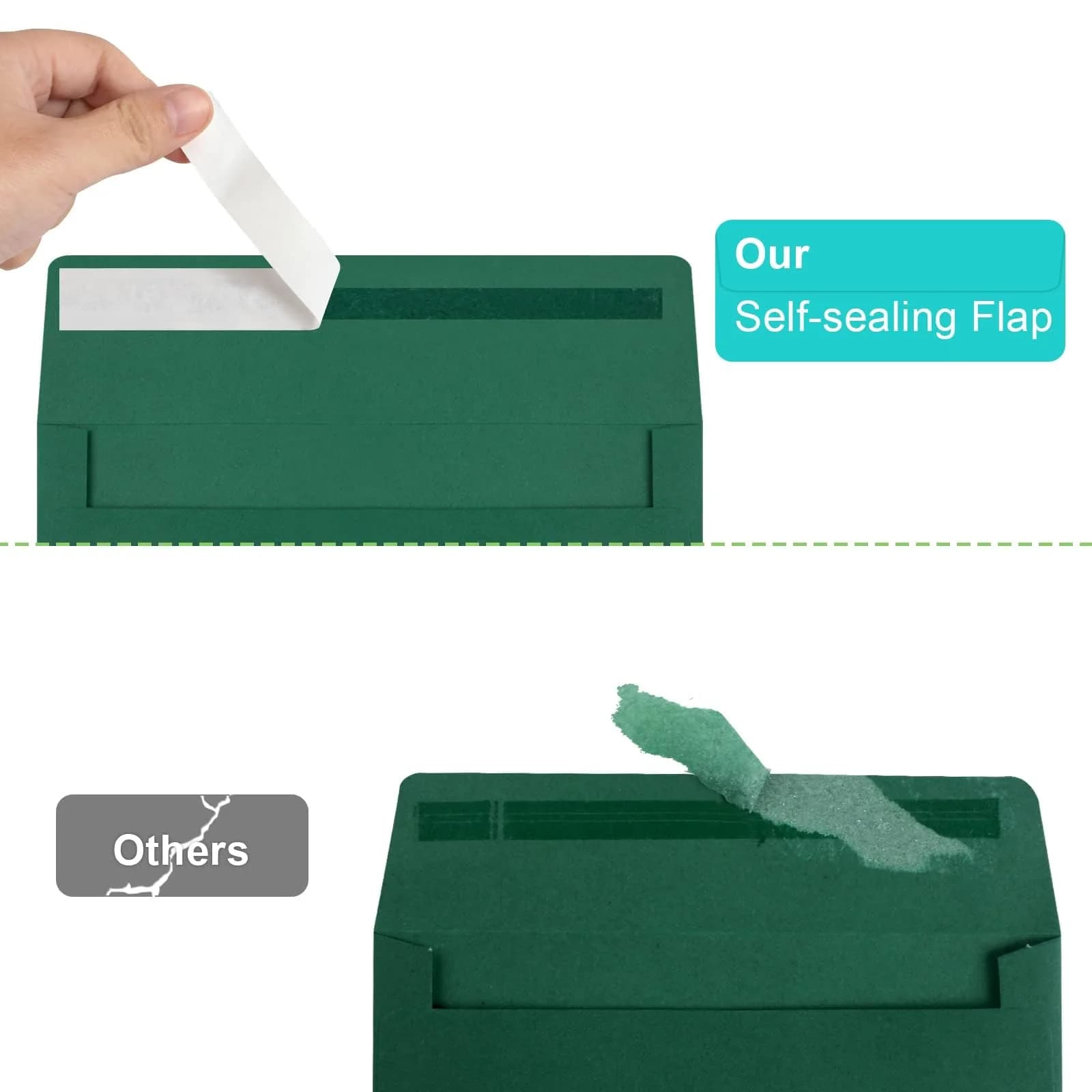 Joyberg Dark Green A4 Envelopes (4.25x6.25in, 65-Pack) | Self-Seal Greeting Card Envelopes for Invitations - view 3