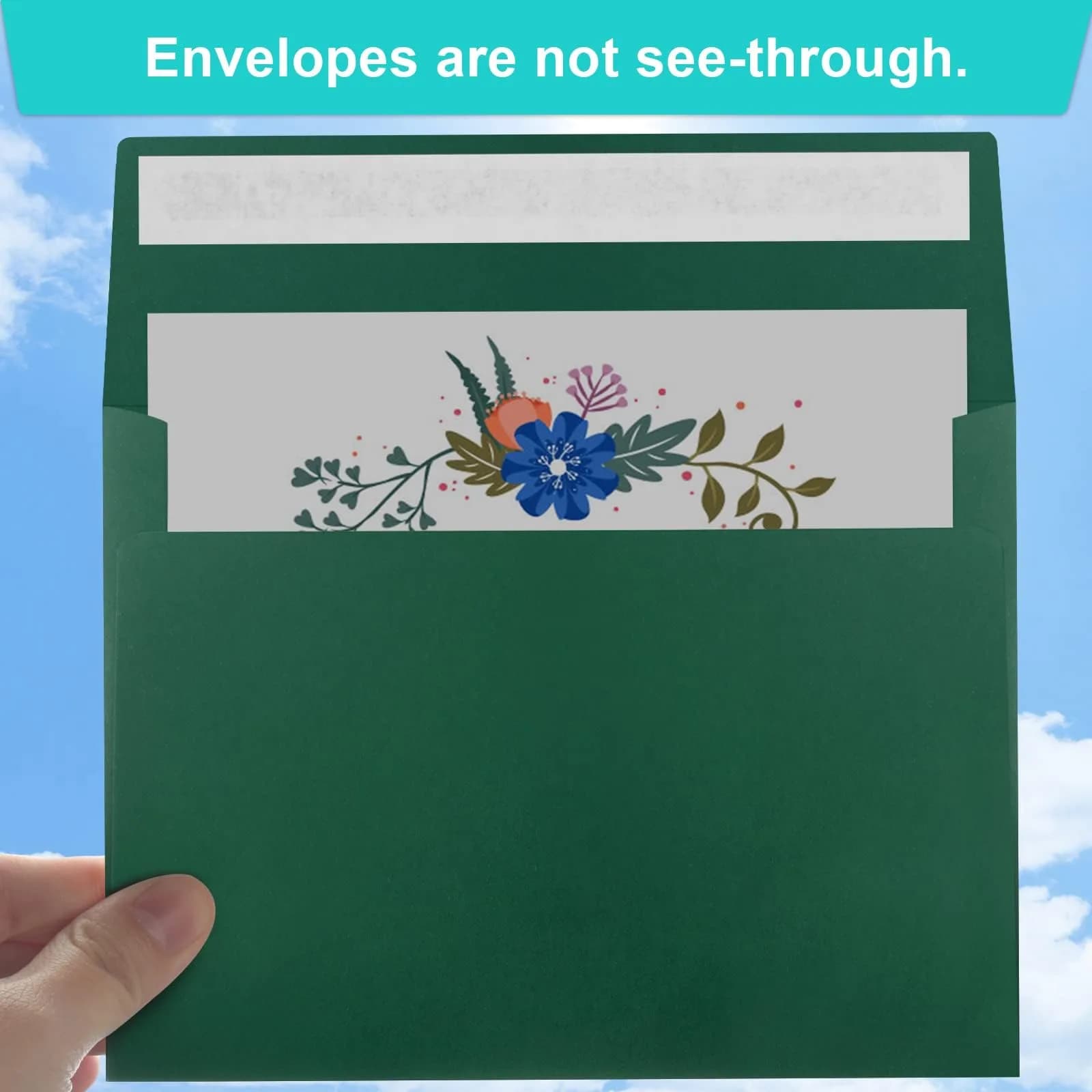 Joyberg Dark Green A4 Envelopes (4.25x6.25in, 65-Pack) | Self-Seal Greeting Card Envelopes for Invitations - view 4