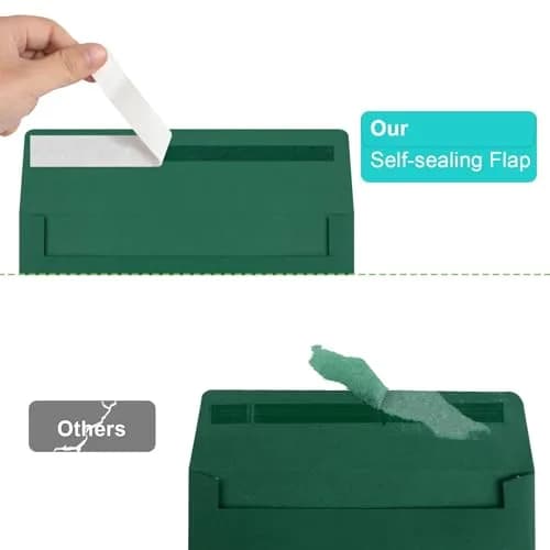 Joyberg Dark Green A4 Envelopes 10.8cm x 16cm (4.25 x 6.25 inches) | 65 Pack Self Seal for Invitations thumbnail 3