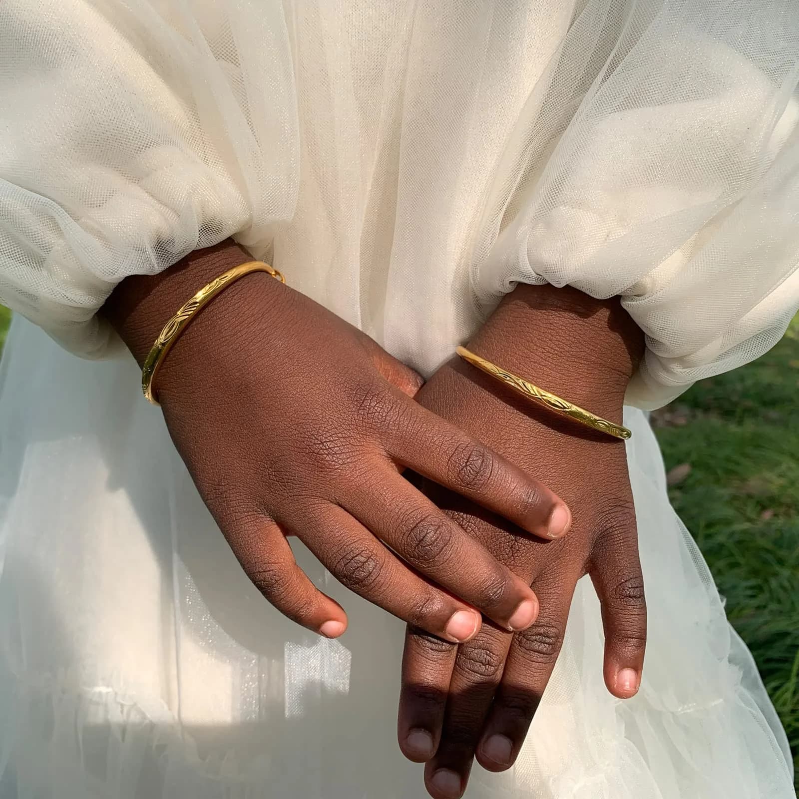 Ethlyn 18K Gold Plated Star Bangles Set (2 Pcs, 4.5-5.5cm Inner Diameter) | Adjustable Lucky Charm Bracelets for Girls - view 5