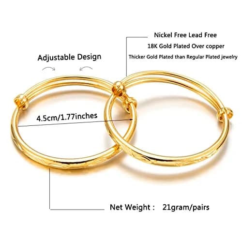 Ethlyn 18K Gold Plated Star Bangles Set (2 Pcs, 4.5-5.5cm Inner Diameter) | Adjustable Lucky Charm Bracelets for Girls thumbnail 3