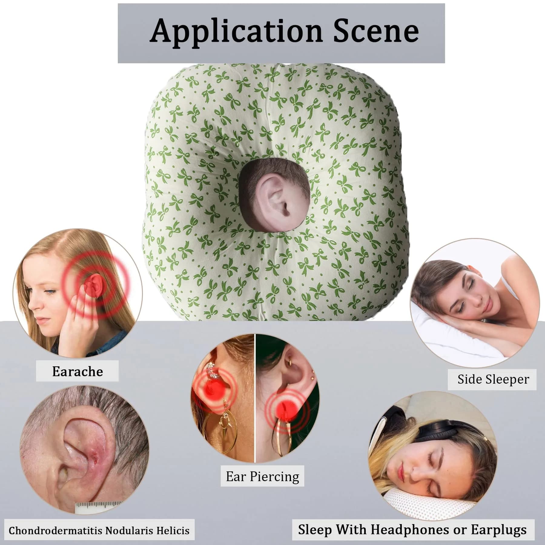 Wuronsa Ear Piercing Pillow with Hole for Cartilage Piercings, CNH Support | 23cm (9") Round Pillow - view 2