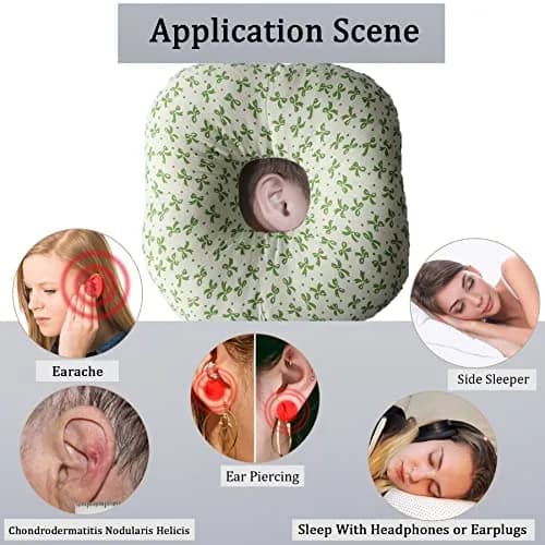 Wuronsa Ear Piercing Pillow with Hole for Cartilage Piercings, CNH Support | 23cm (9") Round Pillow thumbnail 2