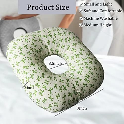 Wuronsa Ear Piercing Pillow with Hole for Cartilage Piercings, CNH Support | 23cm (9") Round Pillow thumbnail 3