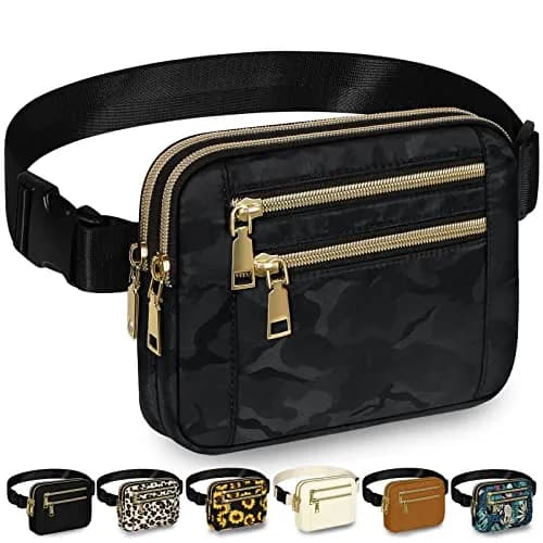 Capolo Waist Pack for Women 4 Zip Pockets | Water-Resistant Casual Belt Bag (7.4*5.7*1.5in) thumbnail 1