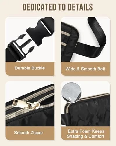 Capolo Waist Pack for Women 4 Zip Pockets | Water-Resistant Casual Belt Bag (7.4*5.7*1.5in) thumbnail 4