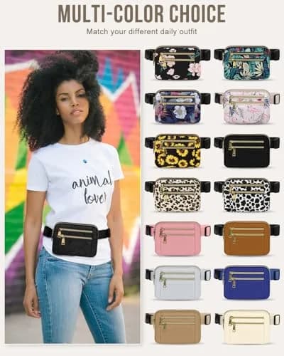 Capolo Waist Pack for Women 4 Zip Pockets | Water-Resistant Casual Belt Bag (7.4*5.7*1.5in) thumbnail 6