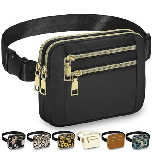 Capolo Waist Pack for Women 4-Zip Crossbody Belt Bag | Water-Resistant, Adjustable, Travel Essential thumbnail 1