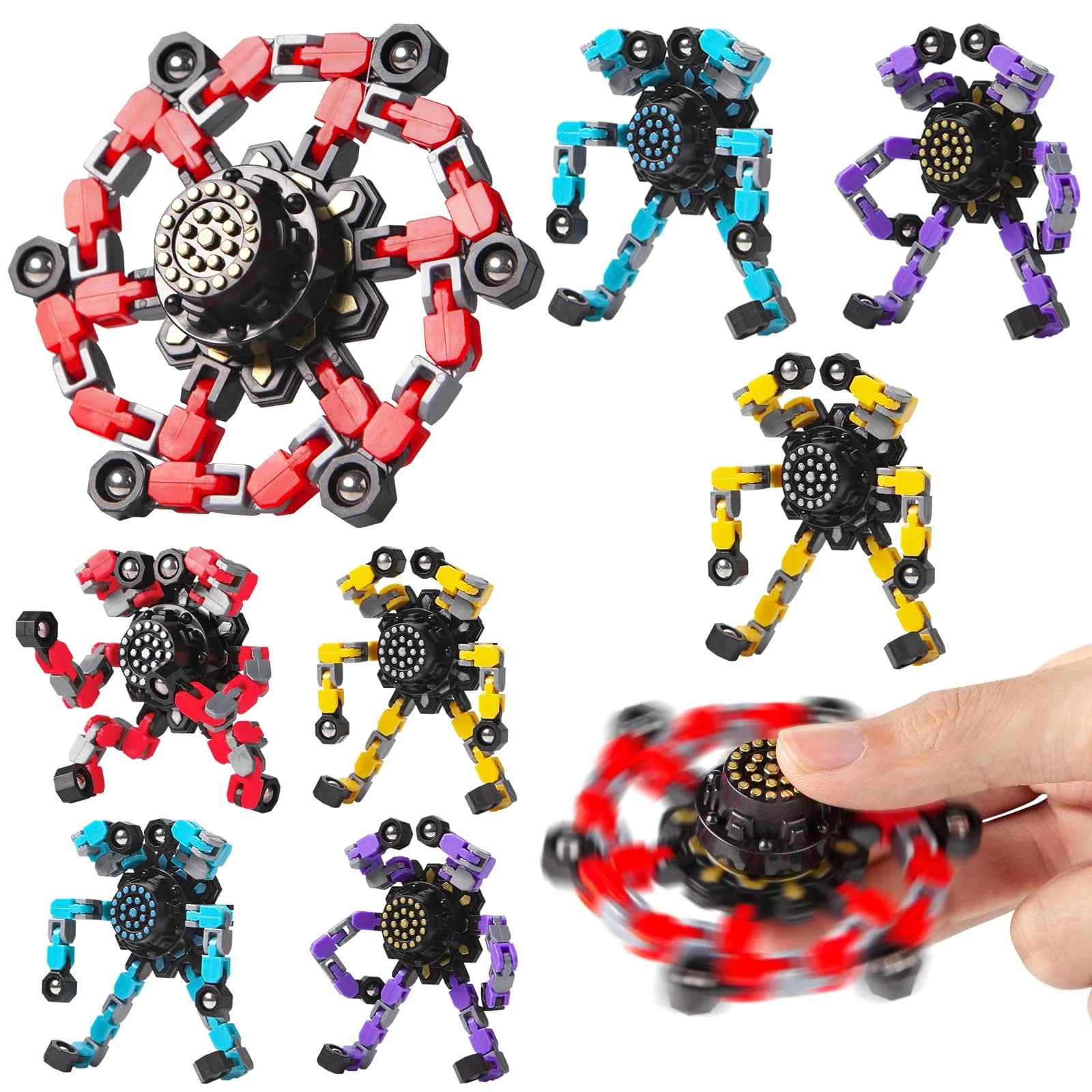 Gokeey Transformable Fidget Spinners 4-Pack | ASTM-Tested Educational Toy for Kids 3-12 Years - main product image