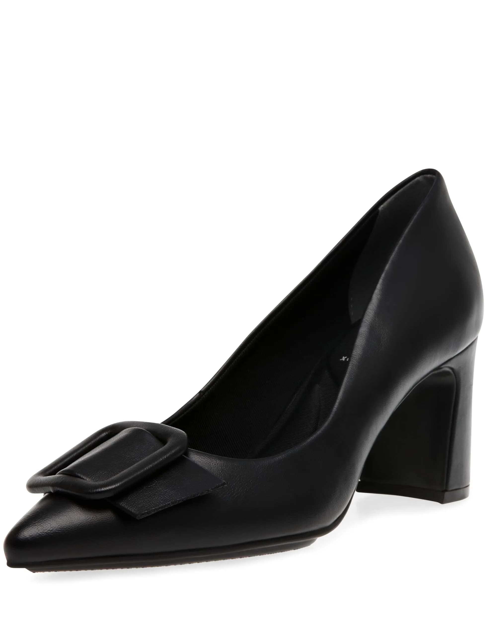 Anne Klein Baretta Heels for Women - 90-Degree Flexibility - Textile Upper - Breathable Textile Lining Black 6.5 M — Black Smooth / 6.5