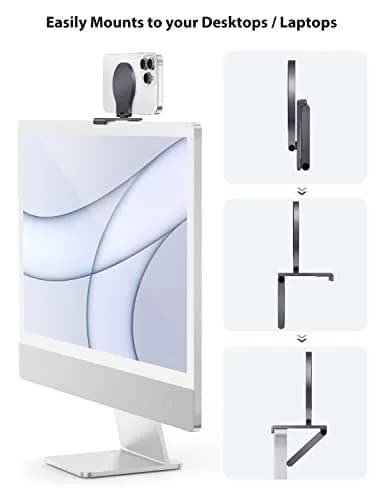 Stouchi Mag-Safe Continuity Camera Mount for iMac, Monitors & Apple TV 4K | Grey Aluminum Alloy thumbnail 3