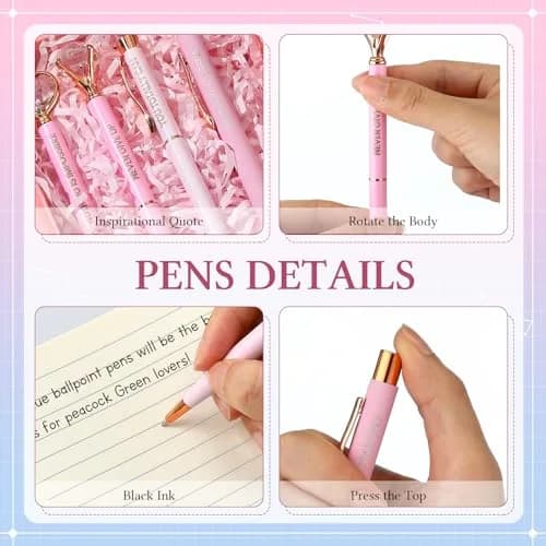Yeaqee Pink 6 Pcs Inspirational Pens Diamond Crystal Ballpoint Pen | Elegant, Lightweight & Vibrant thumbnail 5