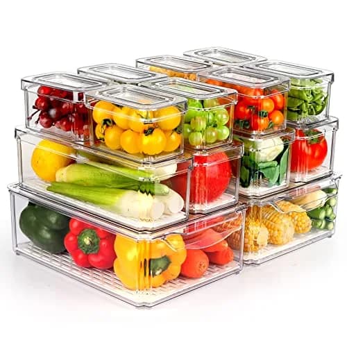 ZIJUND 14 Pack Food Storage Container Sets with Lids | Stackable, BPA-Free PET, 3 Sizes for Fridge & Pantry thumbnail 1