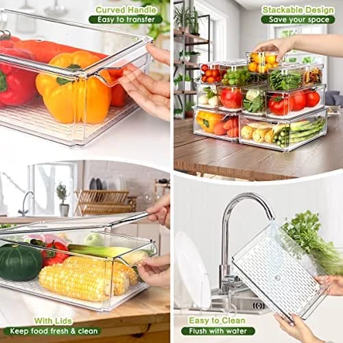 ZIJUND 14 Pack Food Storage Container Sets with Lids | Stackable, BPA-Free PET, 3 Sizes for Fridge & Pantry thumbnail 4