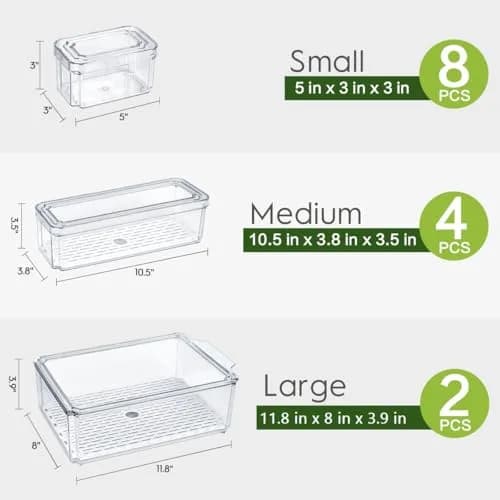 ZIJUND 14 Pack Food Storage Container Sets with Lids | Stackable, BPA-Free PET, 3 Sizes for Fridge & Pantry thumbnail 6