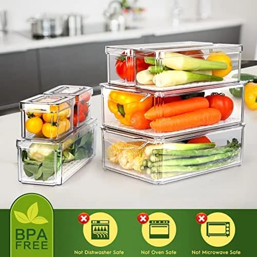 ZIJUND 14 Pack Food Storage Container Sets with Lids | Stackable, BPA-Free PET, 3 Sizes for Fridge & Pantry thumbnail 2