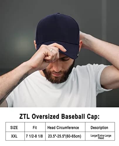 ZTL Oversize XXL Baseball Cap for Men, Extra Large Hat for Big Heads 23.6"-25.6" | Plus Size Structured Dad Trucker Hat thumbnail 4