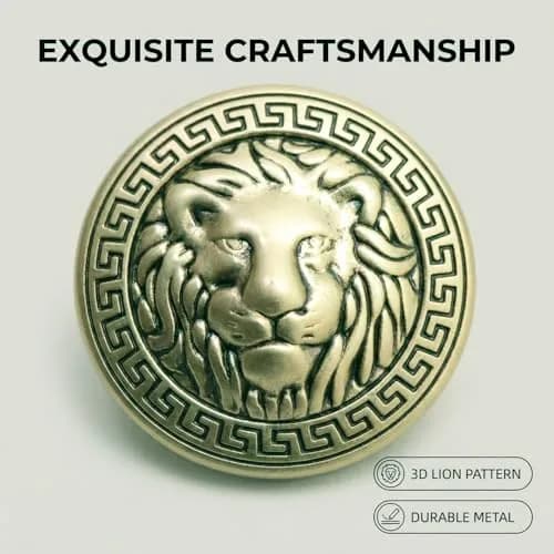 MebuZip 14PCS Lion Gold Metal Blazer Button Set 18MM 23MM | Stylish, Durable & Easy to Sew thumbnail 4